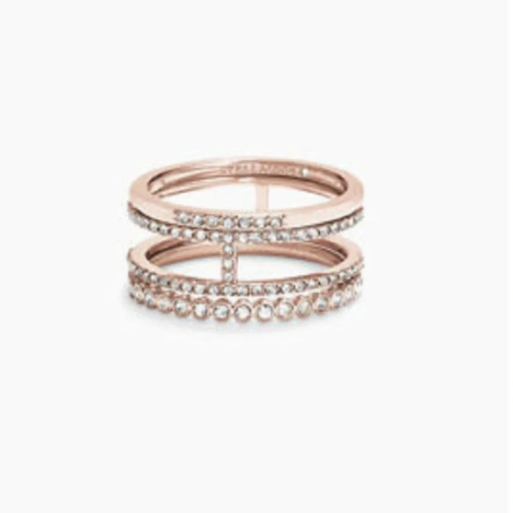 Stella & Dot | ROSEGOLD & Pavé Crystal Set of 3 Imperial Stacking Rings - Picture 8 of 8